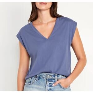 Old Navy Blue Folklore Sleeveless VNeck Top Shirt NEW Women XL Blue Work School